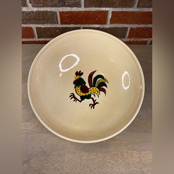 VTG Poppytrail Red Rooster  Salad Serving Bowl 11'' by Metlox California Pottery - Picture 1 of 7